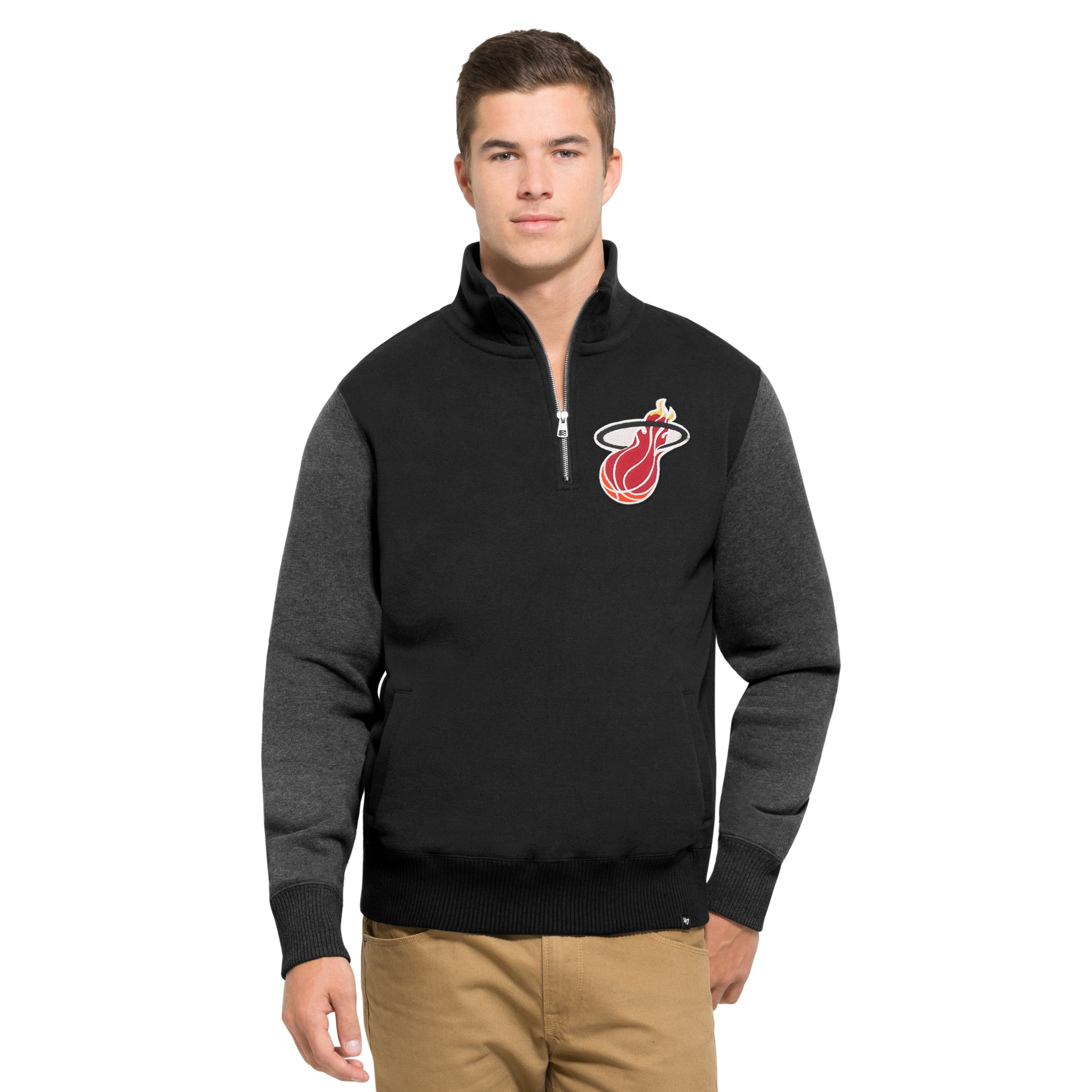 NBA Miami Heat Men's 47 Triple Coverage 1/4-Zip Pullover Fleece, X-Large, Jet black