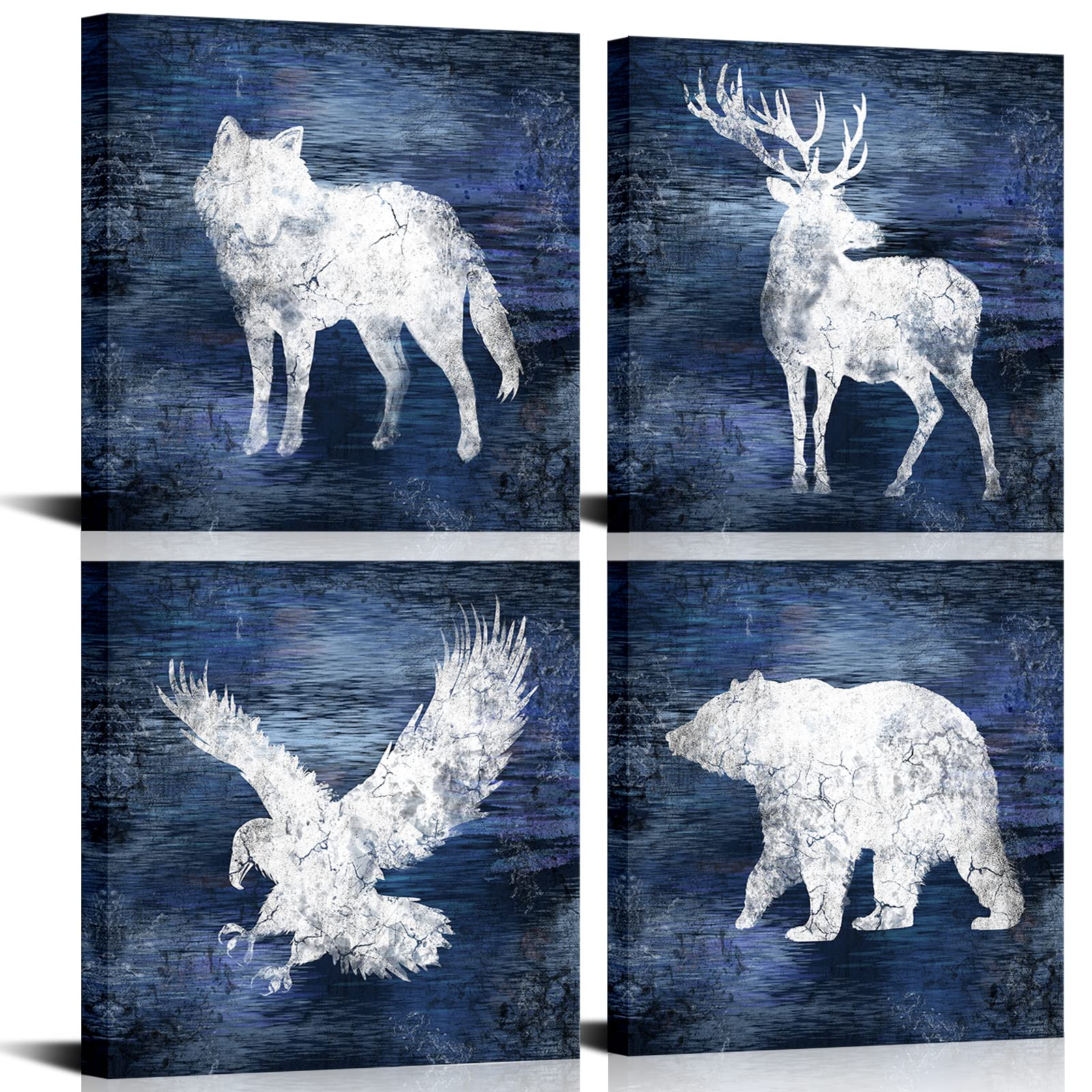 LoveHouse Cabin Wall Art Clearance Rustic Wolf Deer Moose Bear Wall Art Nursery Farmhouse Wildlife Painting Pictures Prints