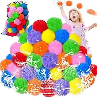 100PCS Reusable Water Splash Balls,2.4 Inch Soft Soaker Ball Fake Snowballs for Kids Outdoor Water Fight Games,Pool Backya...