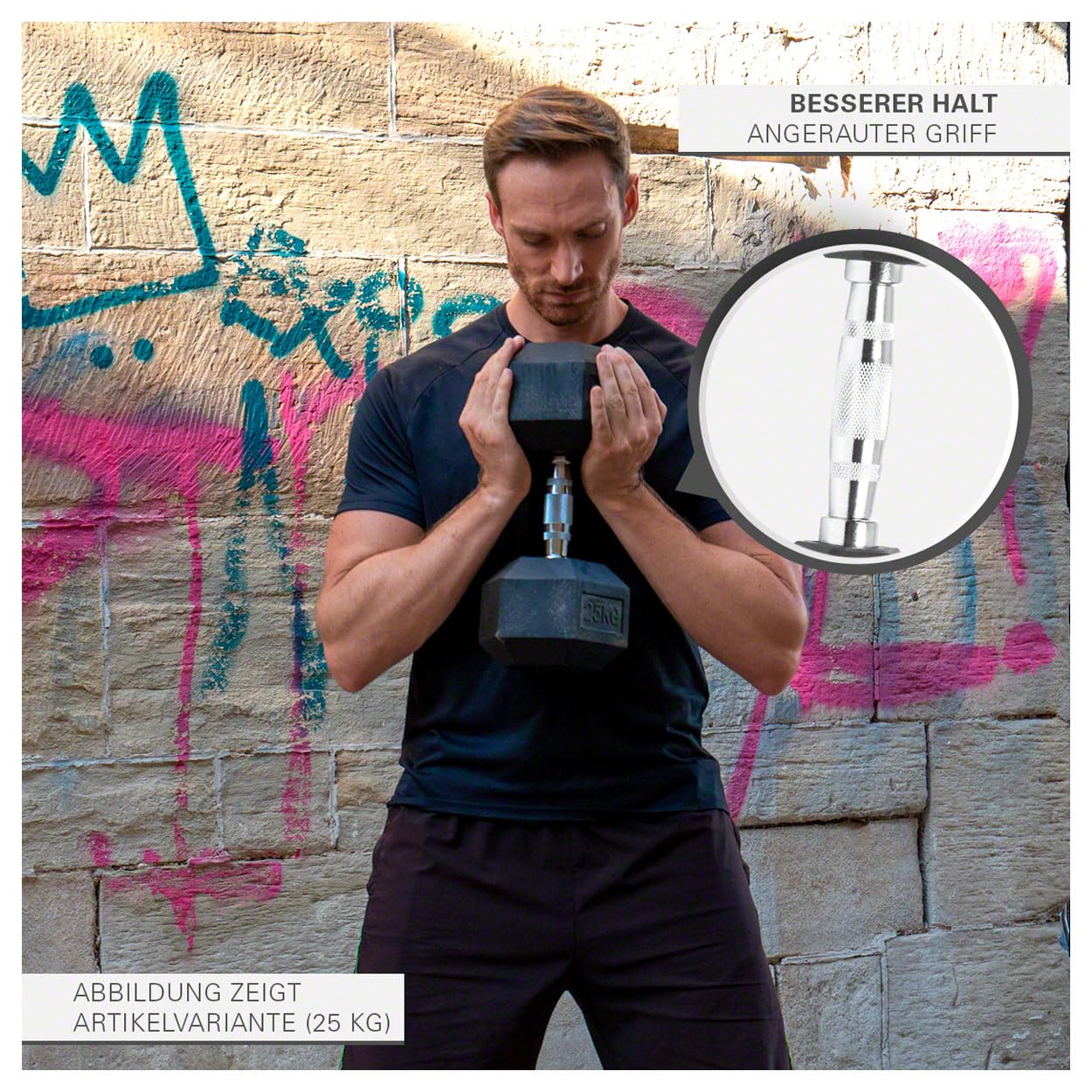 Sport-Tec Hex Kompakthantel aus Gummi, Hexagon-Hantel, Krafttraining, Fitness Hantel, Muskelaufbau, Bodybuilding