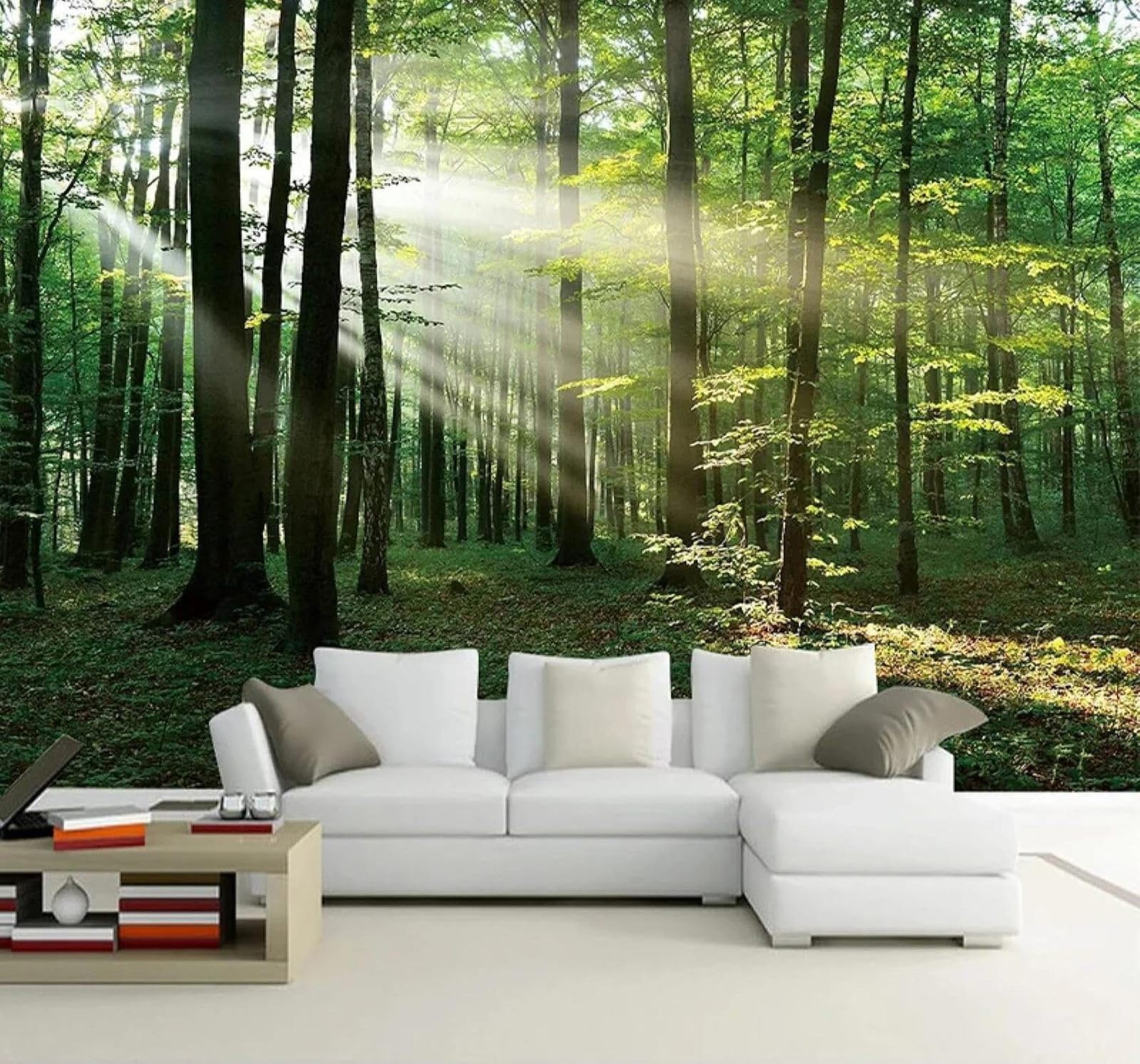 XLMING Fresh Green Forest Sunshine Natural Scenery 3D Wallpaper Luxury Home Dining Decor Paste Sofa Living Room The Wall for Bedroom Mural-300cm×210cm