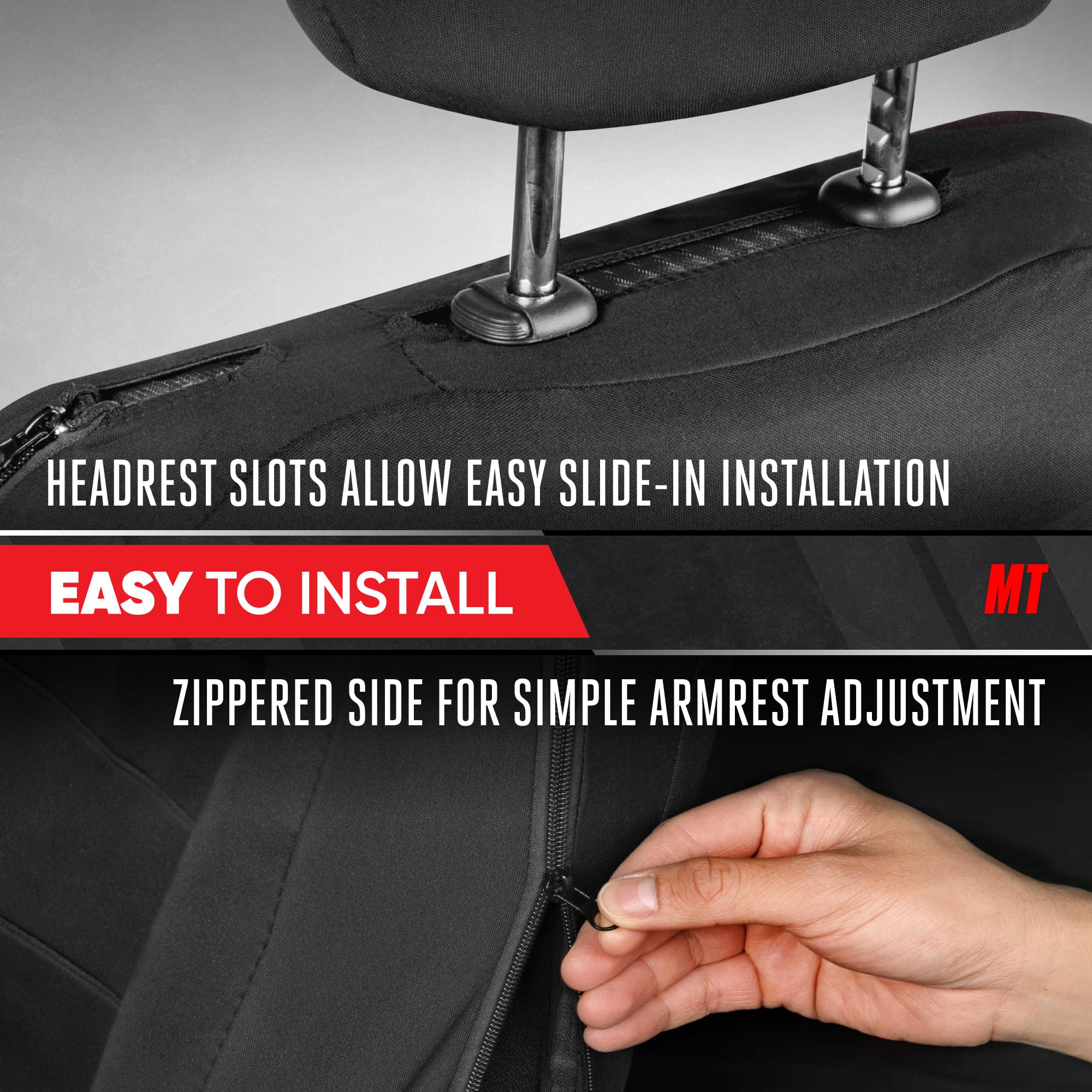 Neoprene Advantage wasserdichte Sitzbezüge - LKW, Van & SUV Sitzbezüge für Autos - Vordersitzbezug-Set mit Airbag-Kompatibilität, universelle Passform für Autositze, Schwarz (Armlehnenbezüge Nicht im