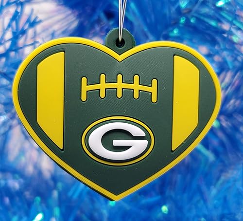 Miniatura 4 de Juego de adornos navideños de 6 piezas con temática de equipo de fútbol Green and Gold Cheesehead Green Bay