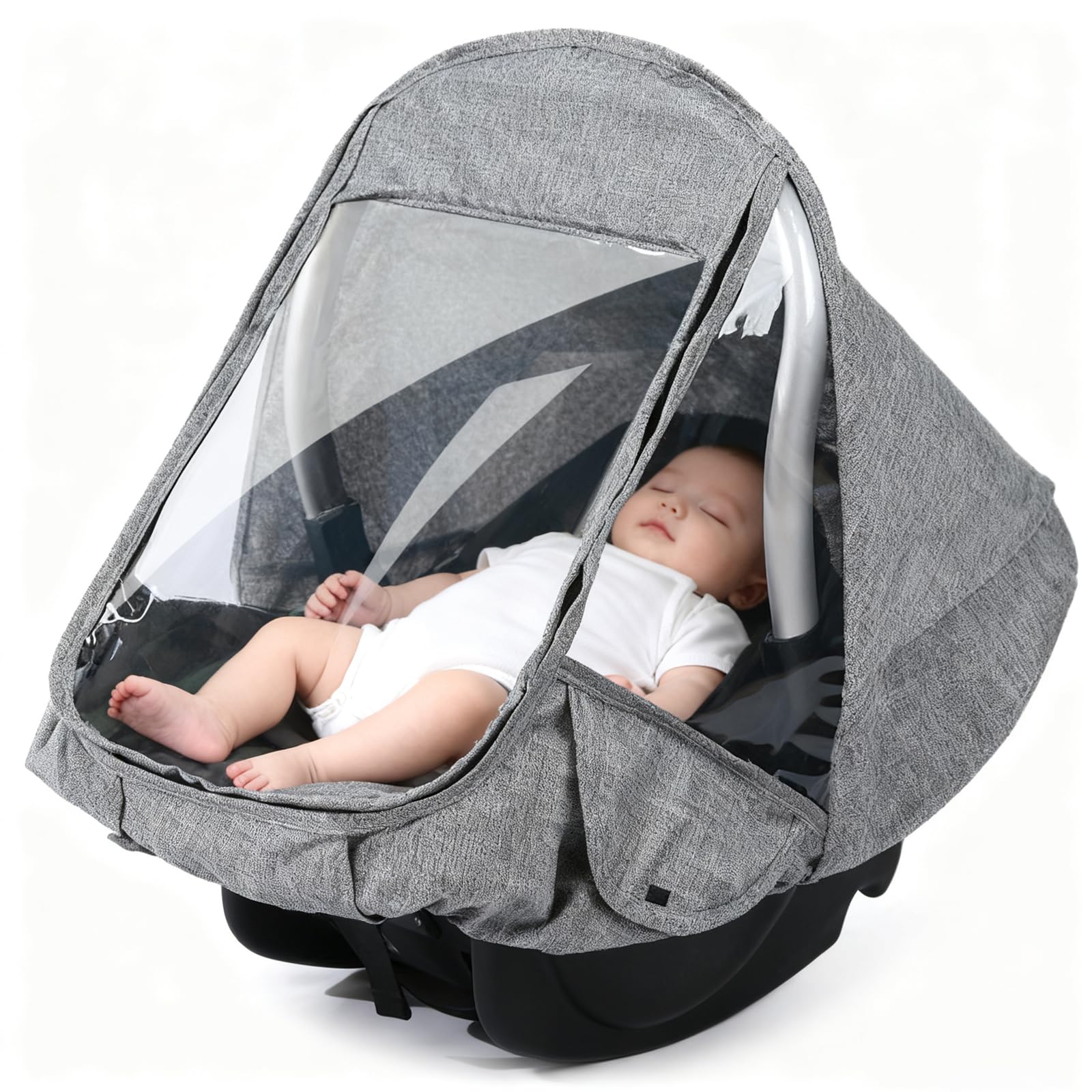 LPZMPZ Regenverdeck Babyschale Kinder, Autoschale Baby Regenschutz | Universal Regenschutzes Autoschale für Babyschale Autositze mit Luftlöchern, Trageöffnung und Zugang Rolltor