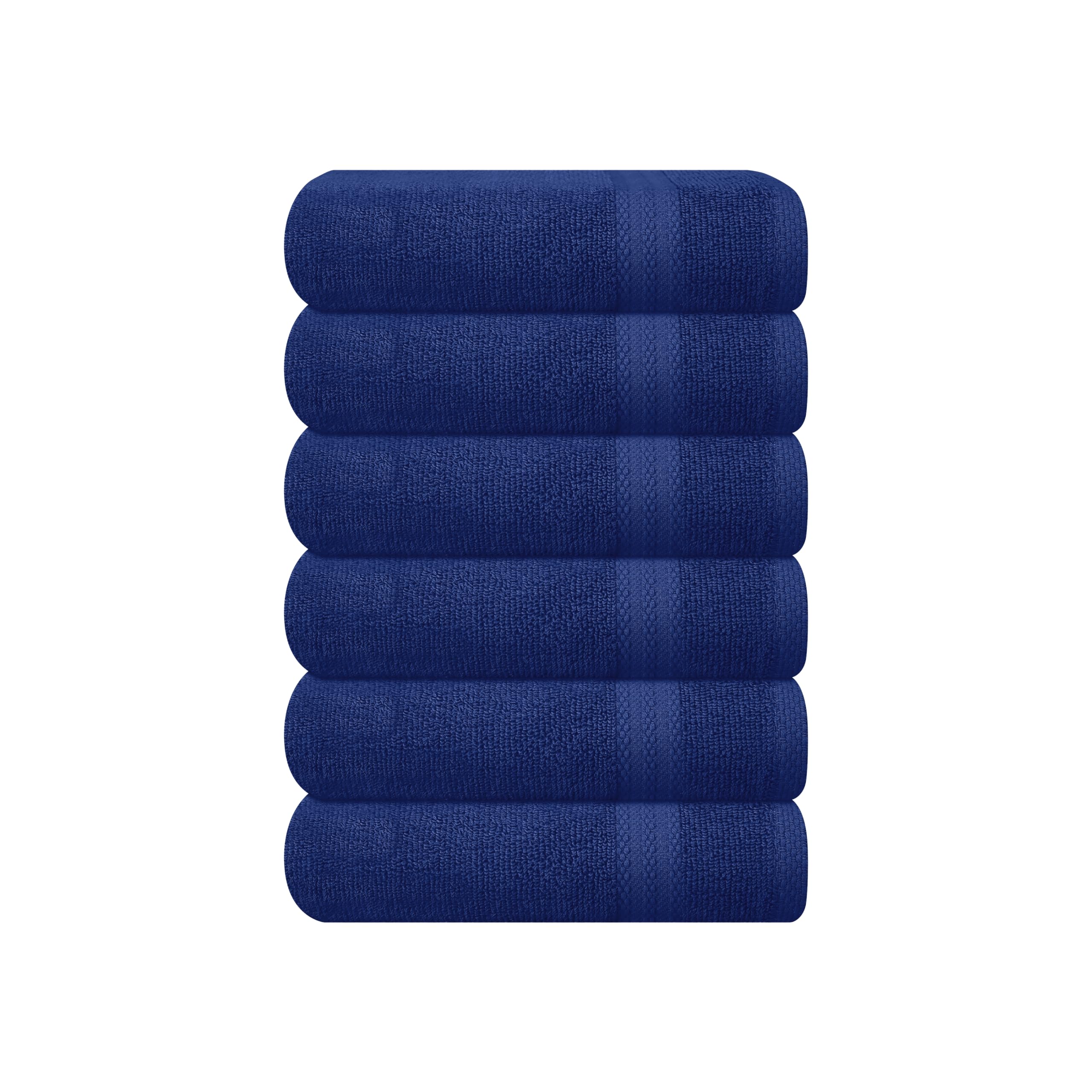 GLAMBURG Ultra Soft 6-Piece Hand Towel Set 16x28-100% Ringspun Cotton - Durable &amp; Highly Absorbent Hand Towels - Ideal for use in Bathroom, Kitchen, Gym, Spa &amp; General Cleaning - Navy Blue