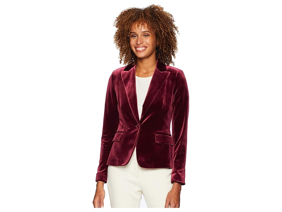 

Tahari by ASL One-Button Velvet Jacket (Crimson) Women's Coat, Red
