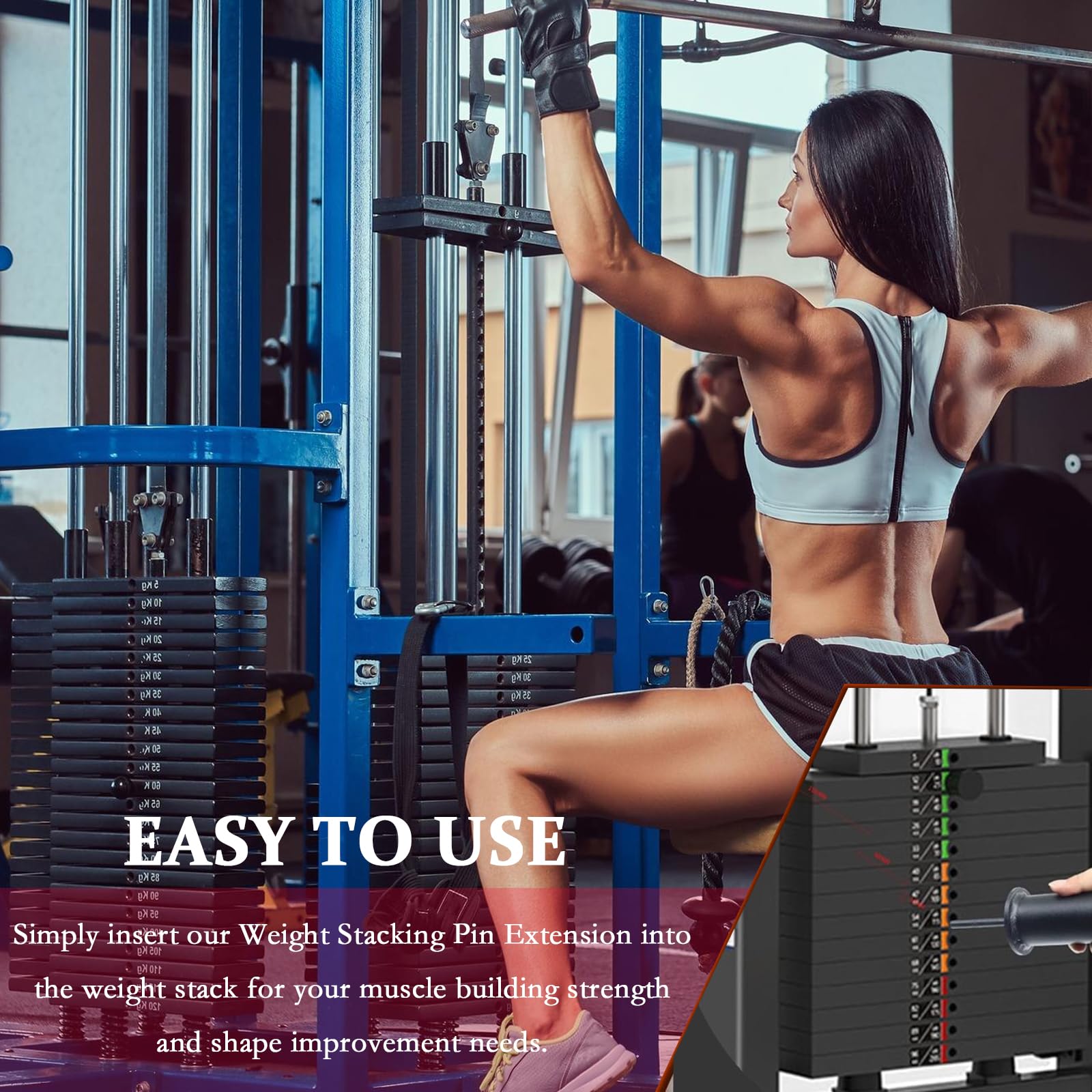 Gym Pin in Acciaio per Pesi Aggiuntivi, Perno Pesi Palestra 10 mm con Anello di Blocco, Spina per Stack di Pesi, Pin Fitness Metallo Compatibile (110 mm di Lunghezza)