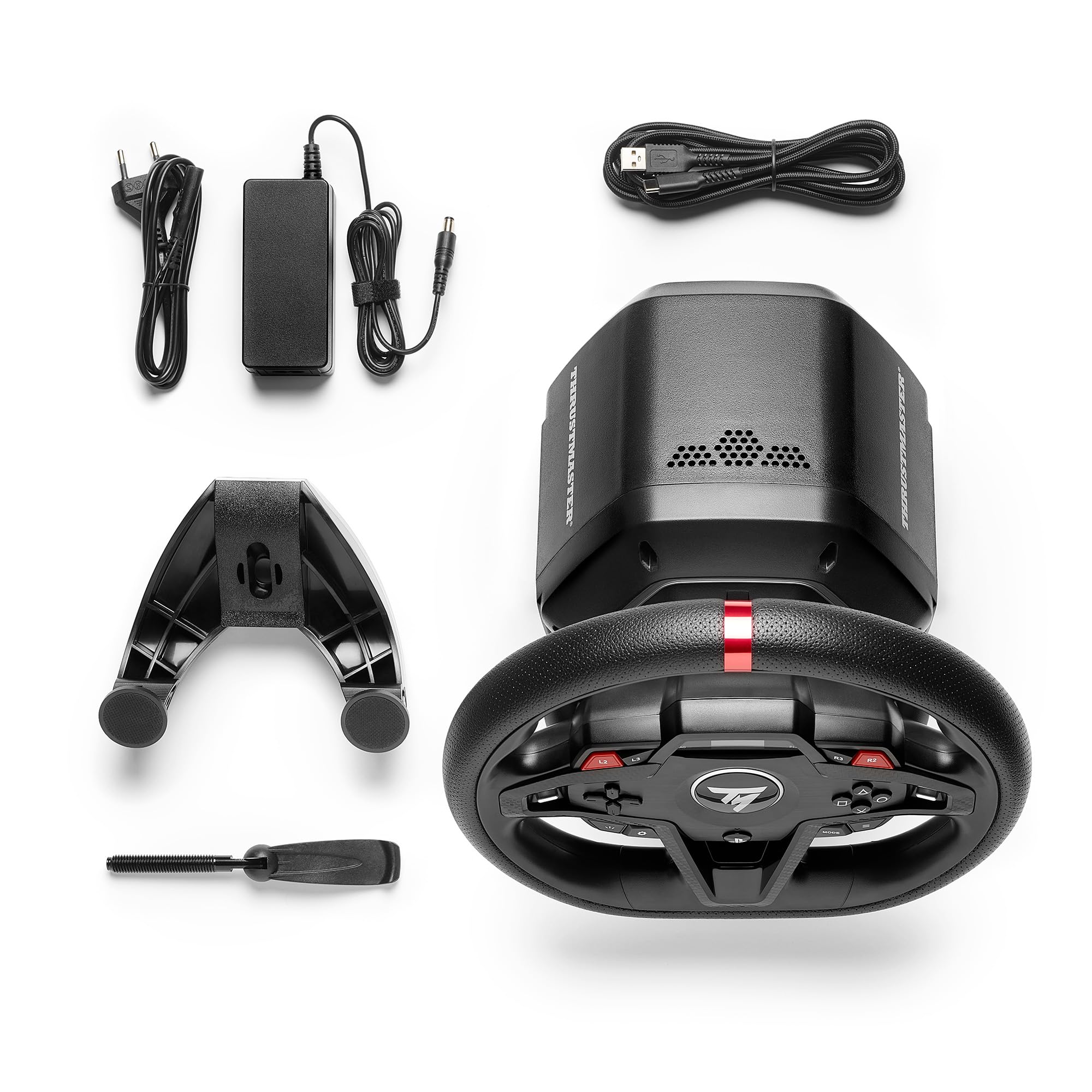 Thrustmaster T248R Volante da Corsa – Pelle Traforata Premium – Display Interattivo LCD – Force Feedback Ibrido 3.1 Nm – Include Pedali T3PM – PS5, PS4, PC