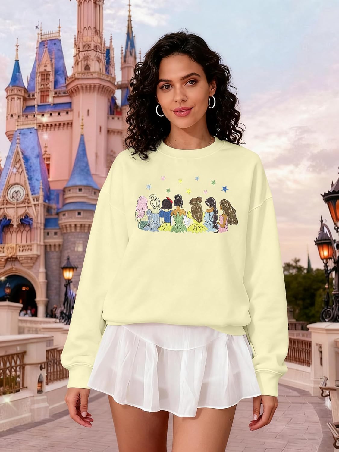 KIDDAD Magical Sweatshirt for Women Embroidered Princess Sweater Magic Family Vacation Shirt Casual Long Sleeve Tops - Image 5