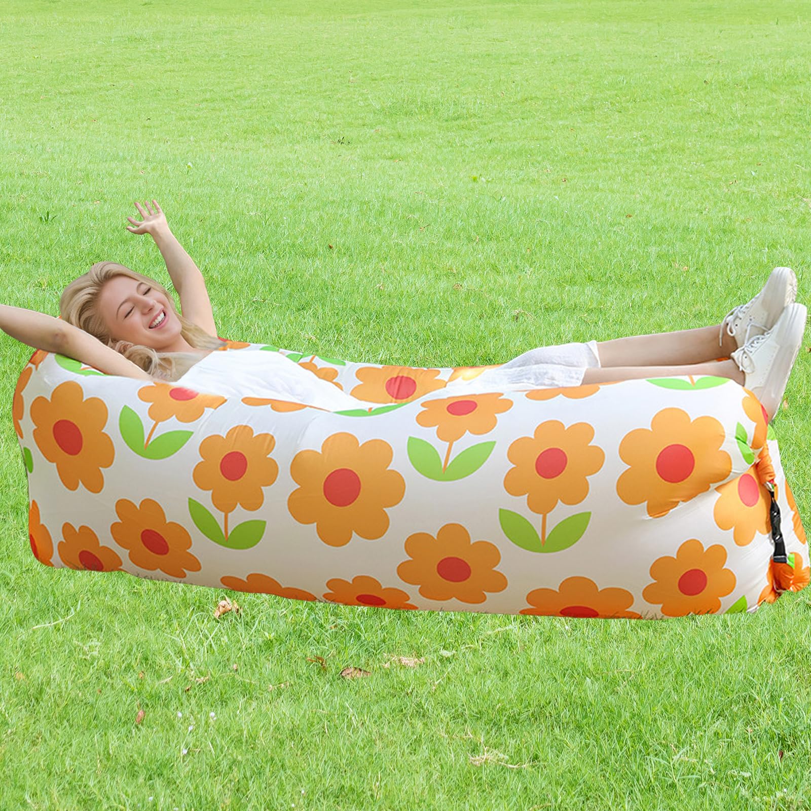 YSGSMOM Quick Inflatable Lounger Air Sofa Hammock, Outdoor Couch Lightweight Durable Waterproof, No Pump Needed for Beach, Picnic, Festival, Hiking,