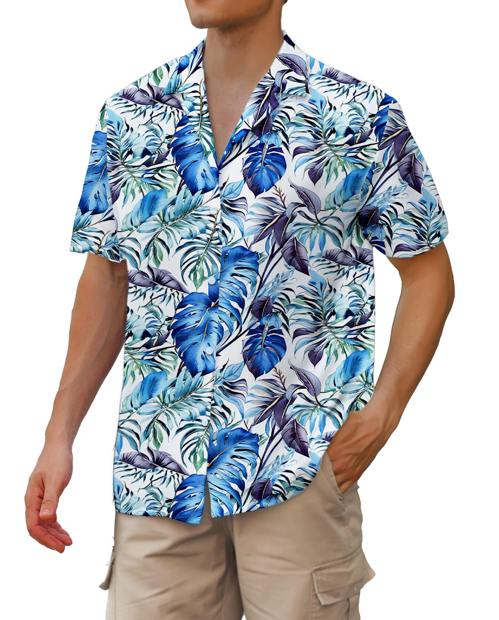 Cromoncent Hawaiian Shirt for Boy&amp;Men Short Sleeve Cuban Collar Tropical Holiday Summer Beach Shirts