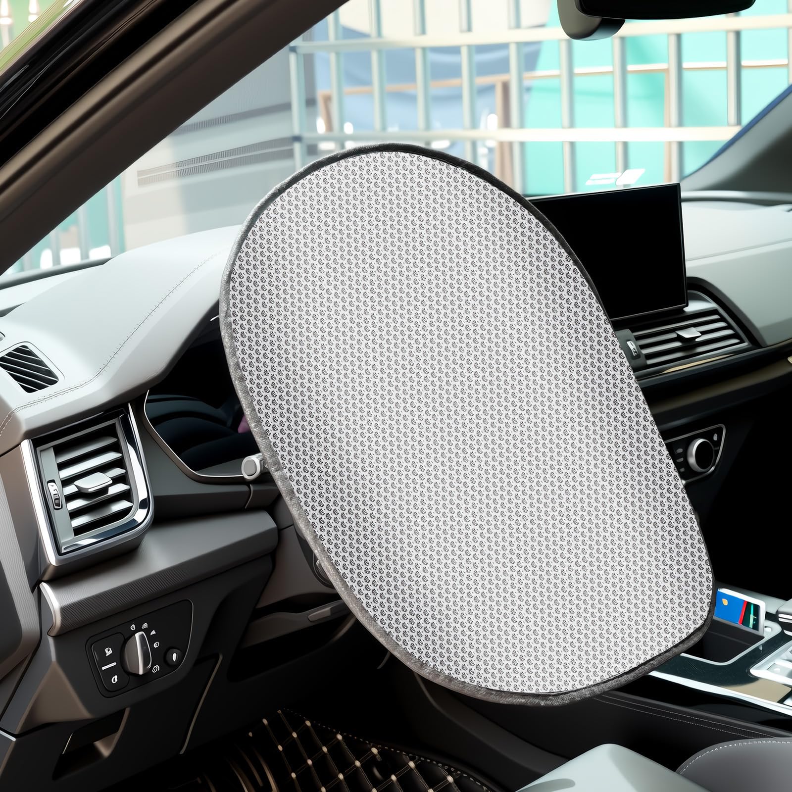 HGNB 2 Pcs Car Steering Wheel Sun Shade for Abarth 595C (facelift 2016) 2016-2026, Car Interior Protection Cover Heat Reflective Shield Accessories