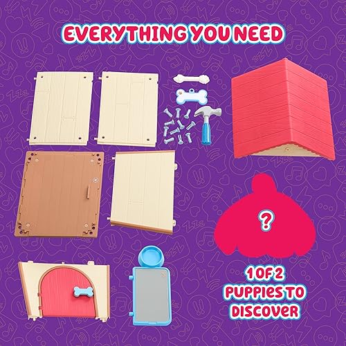 Miniatura 3 de Little Live Pets My Puppy's Home Playset, juego interactivo para perros con juguetes de construcción de casa para perros, juguete de peluche para