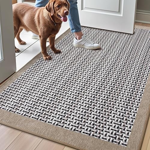 Miniatura 1 de LUMI Felpudo para interiores, parte trasera de goma de larga duración, antideslizante, lavable, absorbente, beige, 31.5 x 47 pulgadas