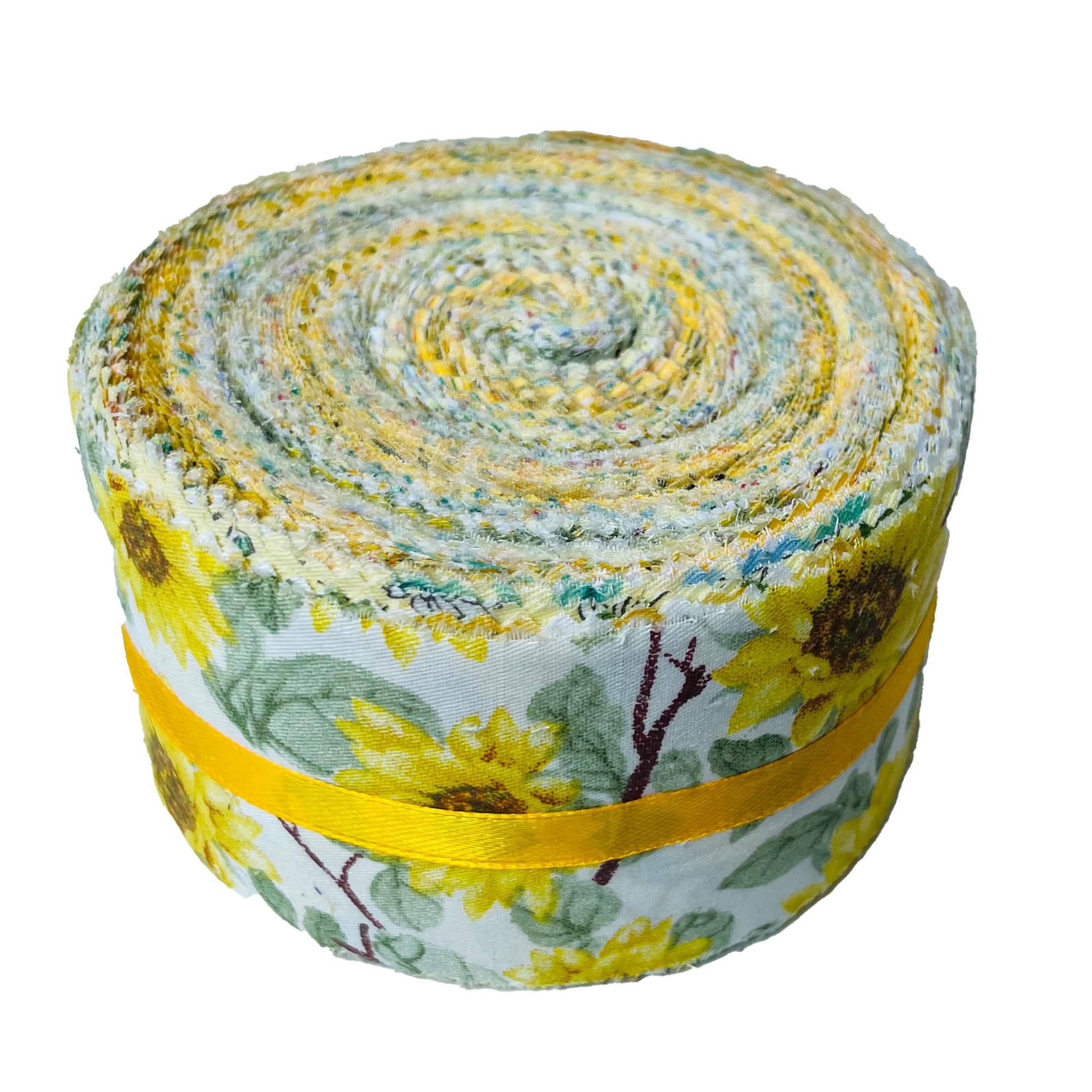 Jelly Roll Fabric 100% Cotton Quilting Fabric, 40 Pre-Cut Strips (2.5 x 44 Inch) for Quilting and Sewing - 10 Assorted Floral Prints-Yellow Floral โ image 1