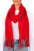BRUBAKER Cashmirillo Scarf – 30/40 x 200 cm Long Warm and Cozy Light – Winter Scarf – Robo Scarf with Fringes for Women and Men – Solid Colours