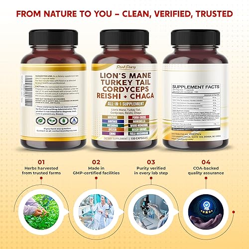 Miniatura 8 de Lion's Mane Turkey Tail Cordyceps Reishi Chaga - Apoyo al Bienestar General