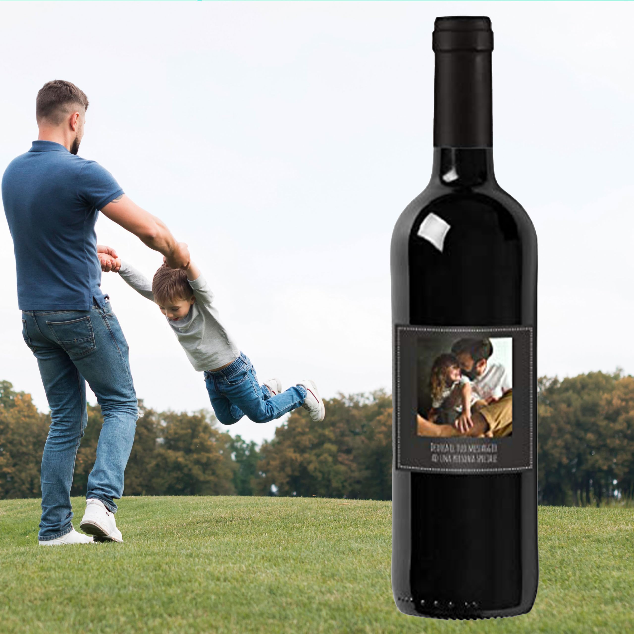 Bottiglia di Vino IGT Toscana Rosso personalizzato per lui - Idea regalo esclusiva e originale per uomo, festa del Papà, festa del Nonno, nuova nascita, compleanno e Natale. (0,75L, Foto e Testo)