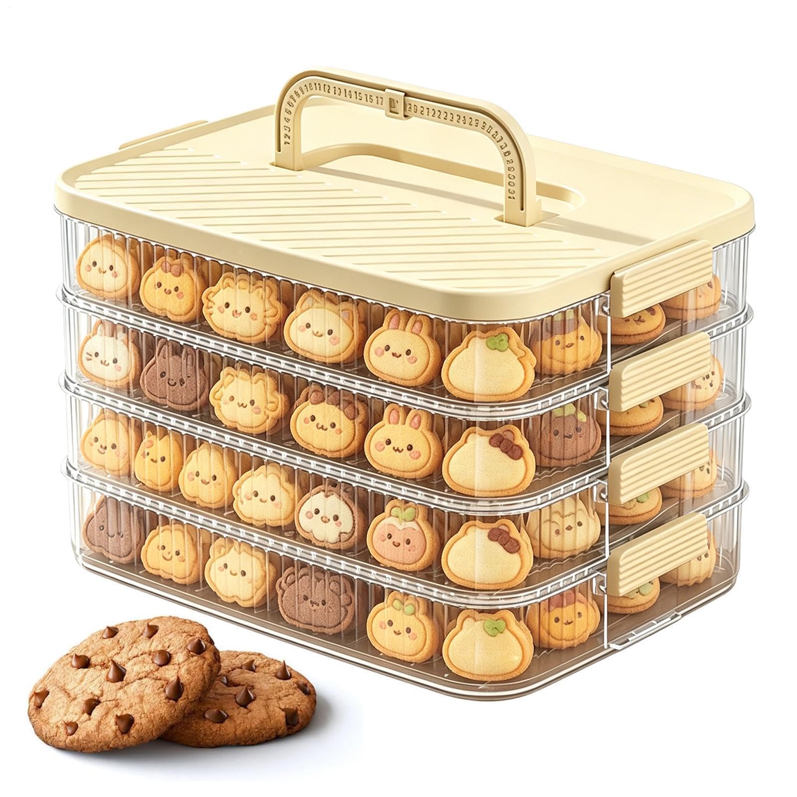 Contenedor de galletas de 4 capas para evitar que los dulces se ablanden