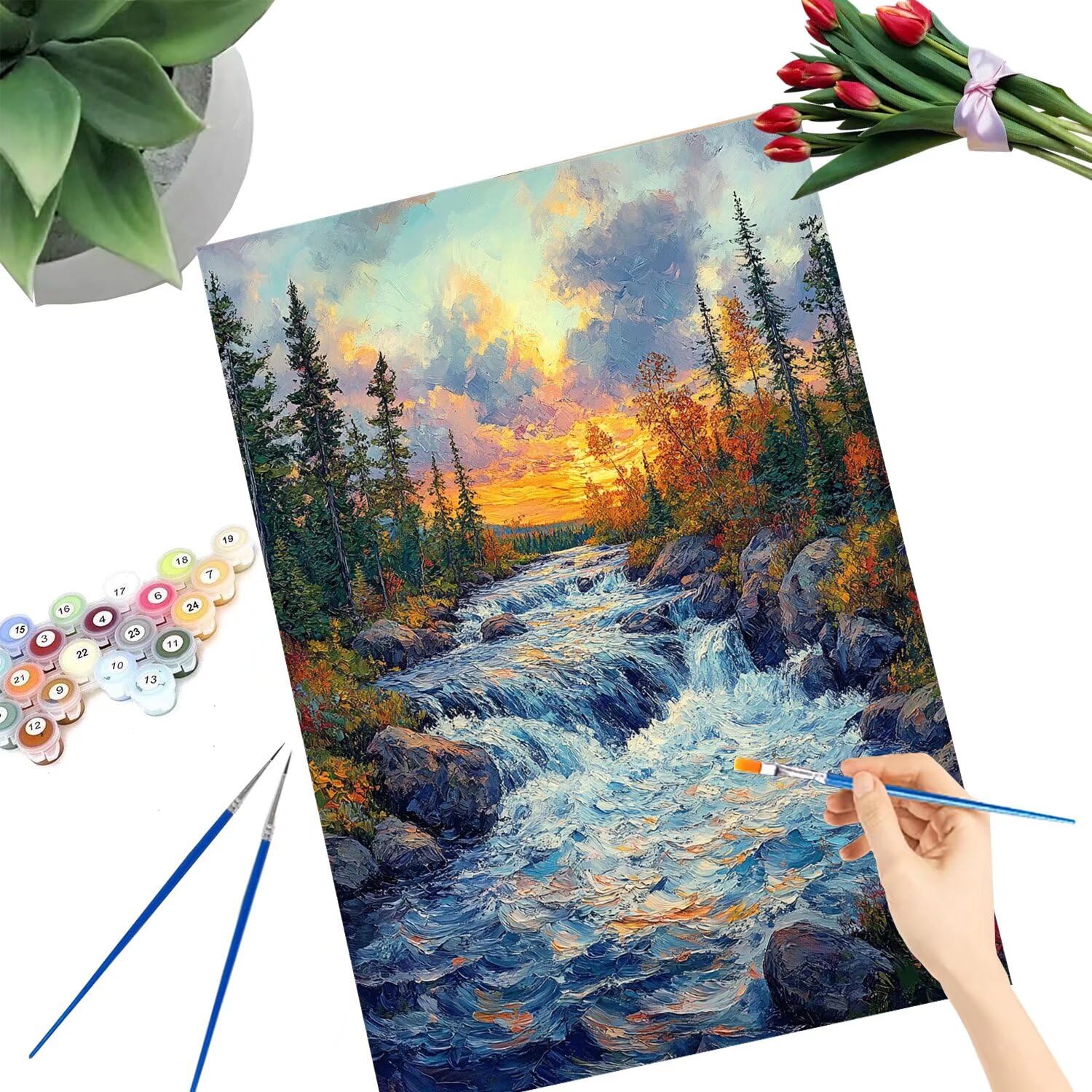 Pintar por Numeros Adultos pintar por numeros niños manualidades niños 10 años, DIY Pintar por Números de Pincel y Pintura acrílica Decoraciones para el Hogar Manualidades, sin Marco 60x80cm C-18