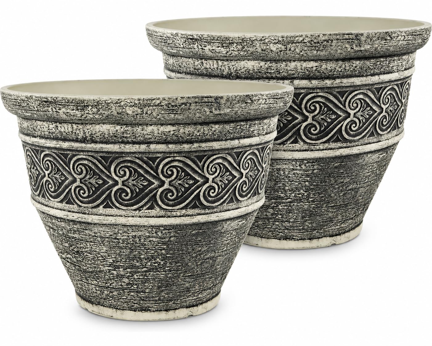 Muddy Hands 20 Litre Large Outdoor Plant Pot Stone Effect Garden Planter – Heavy Duty Weatherproof Round Plastic Flower Pot with Drainage Holes for Patio, Flowers, Shrubs & Small Trees (Granite)