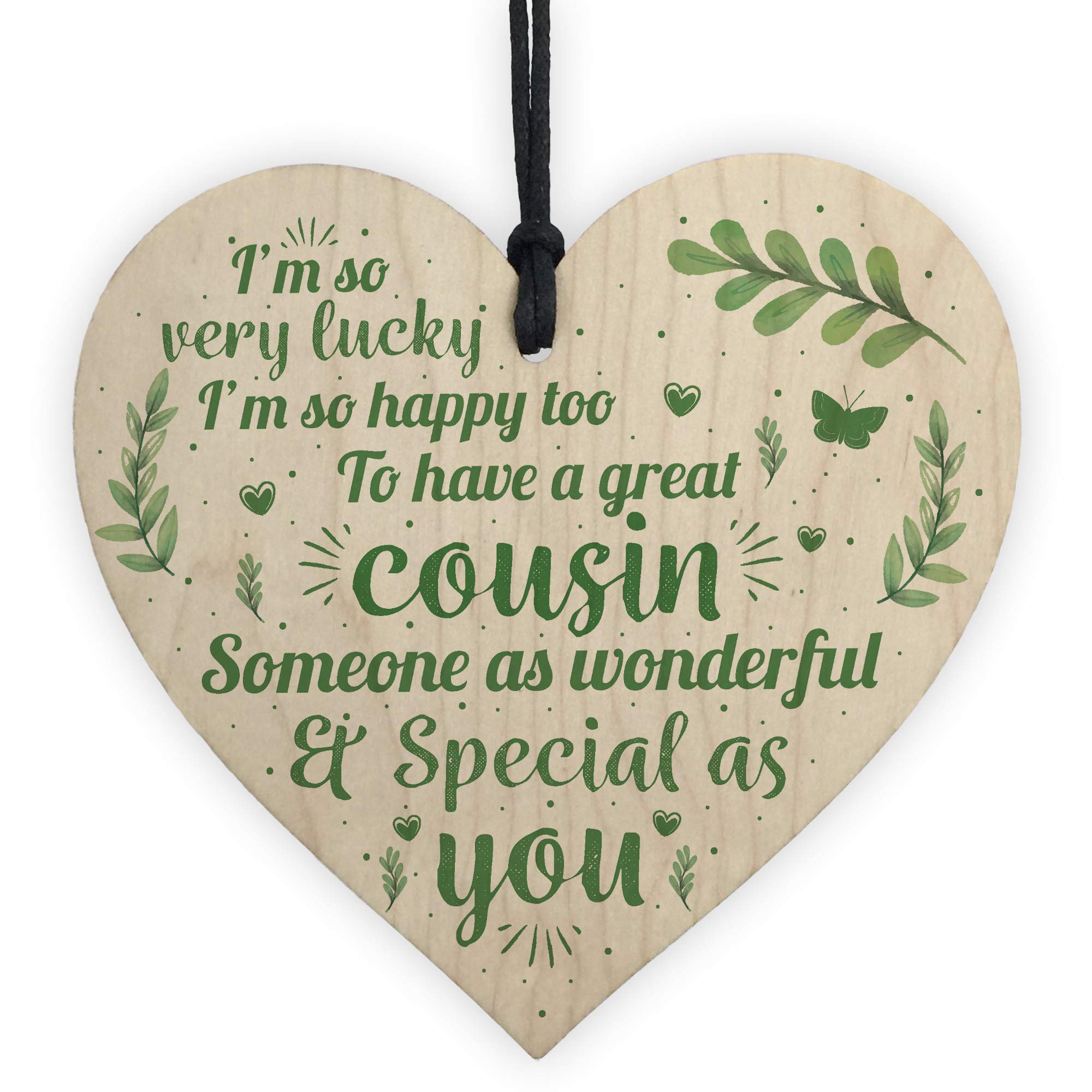 Red Ocean Handmade Special Cousin Gift Wooden Heart Plaque Birthday Friendship Family Keepsake