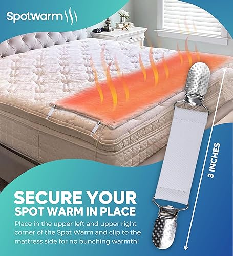 Miniatura 4 de Clip de cama de 3 pulgadas para calentar, correa ajustable para calentador de cama King y Queen, uso en las dos esquinas superiores para mantener el