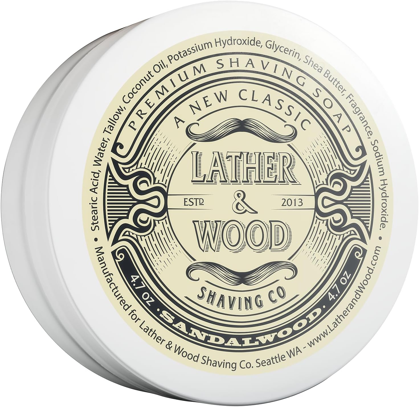 ather & Wood Shaving Soap - Sandalwood - Simply The Best Luxury Shaving Cream - Tallow - Dense Lather with Fantastic Scent for The Worlds Best Wet Shaving Routine. 4.6 oz (Sandalwood)
