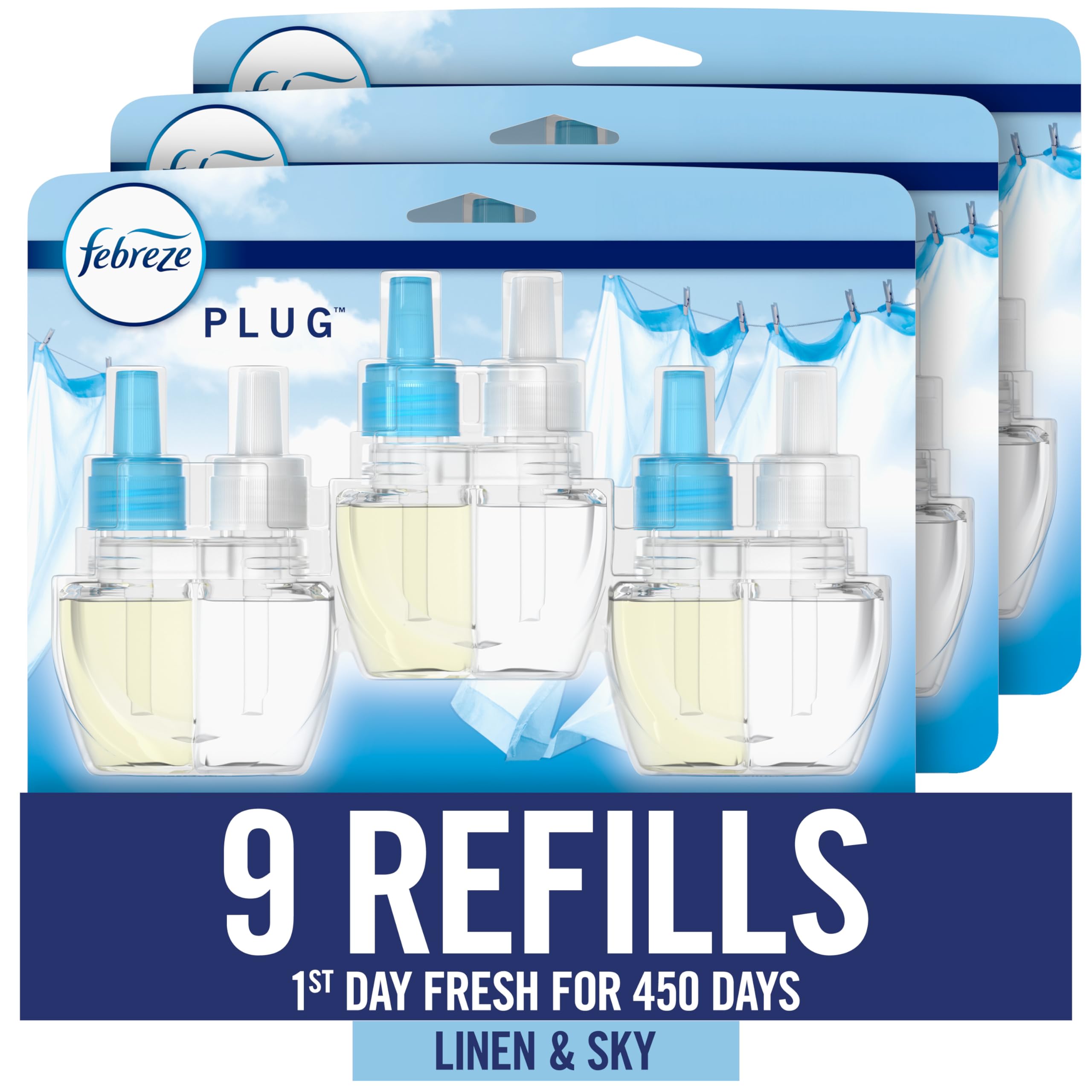 Febreze Plug In Air Freshener Odor-Fighting Scented Oil Refill For Home Bathroom Kitchen Long Lasting for Strong Odors