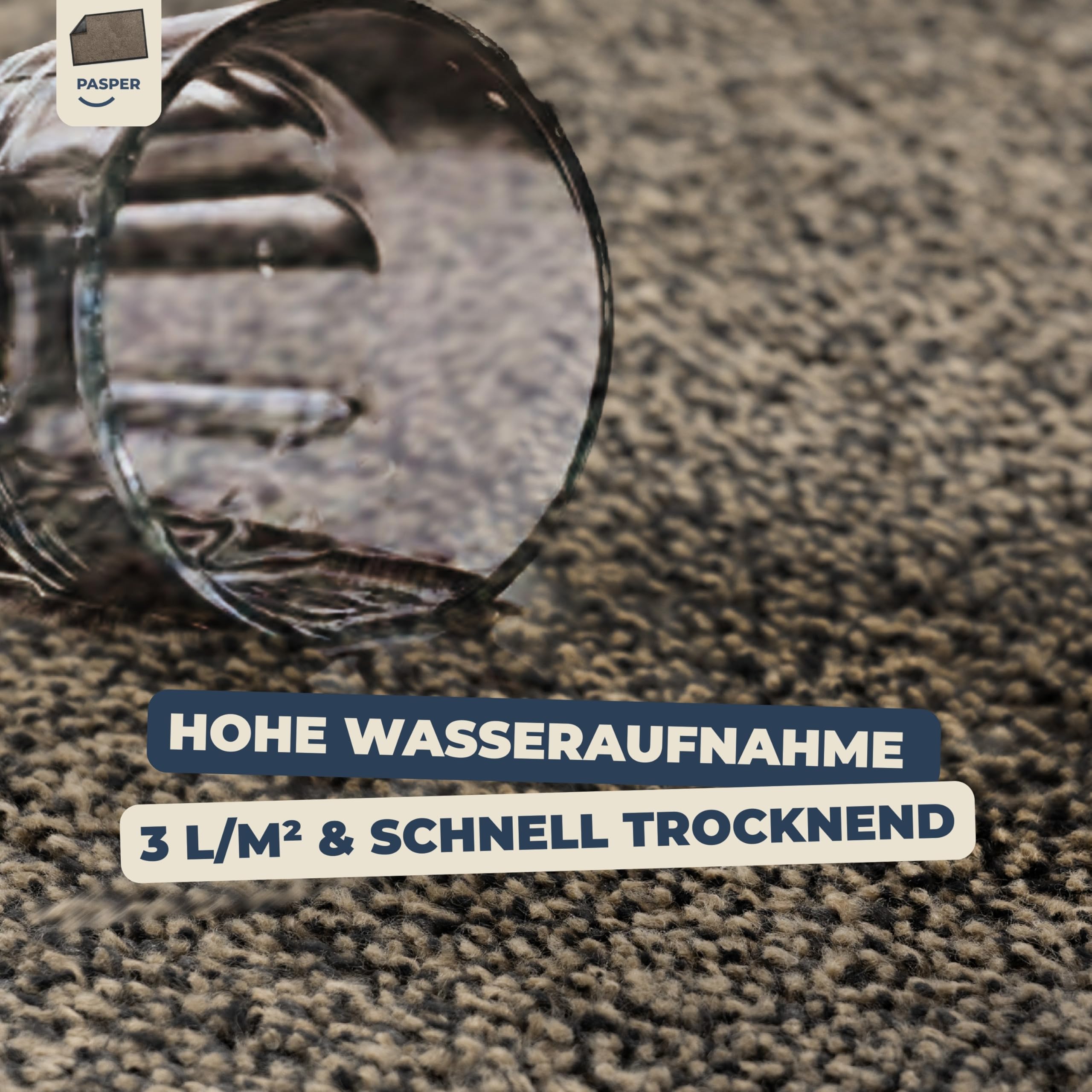 Pasper Schmutzfangmatte Fußmatte innen – 90×150 cm Beige – waschbar, rutschfest, saugfähig – aus recycelten Materialien – hergestellt in Belgien