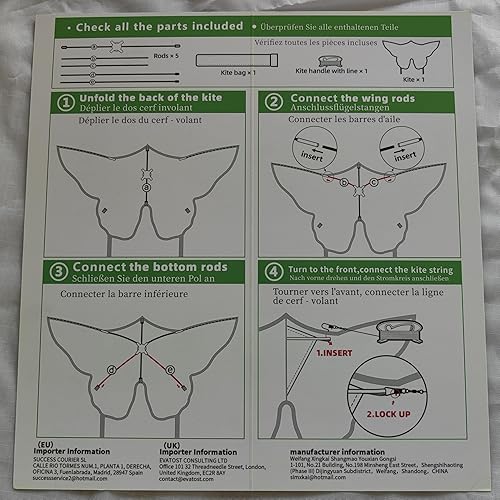 Miniatura 8 de Simxkai Butterfly Kite for Kids & Adults, Easy to Fly Blue Big Kite for Beginners, 300ft Line Handle Included (1Pack 2Pack)