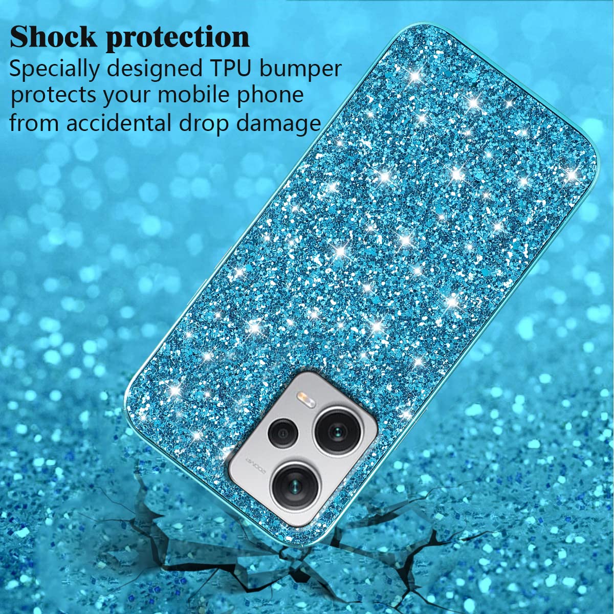 Compatibile con Cover Redmi Note 12 5G Glitter Silicone Antiurto, Custodia Xiaomi Redmi Note 12 5G TPU Sottile Brillantini Protezione Case (d'argento