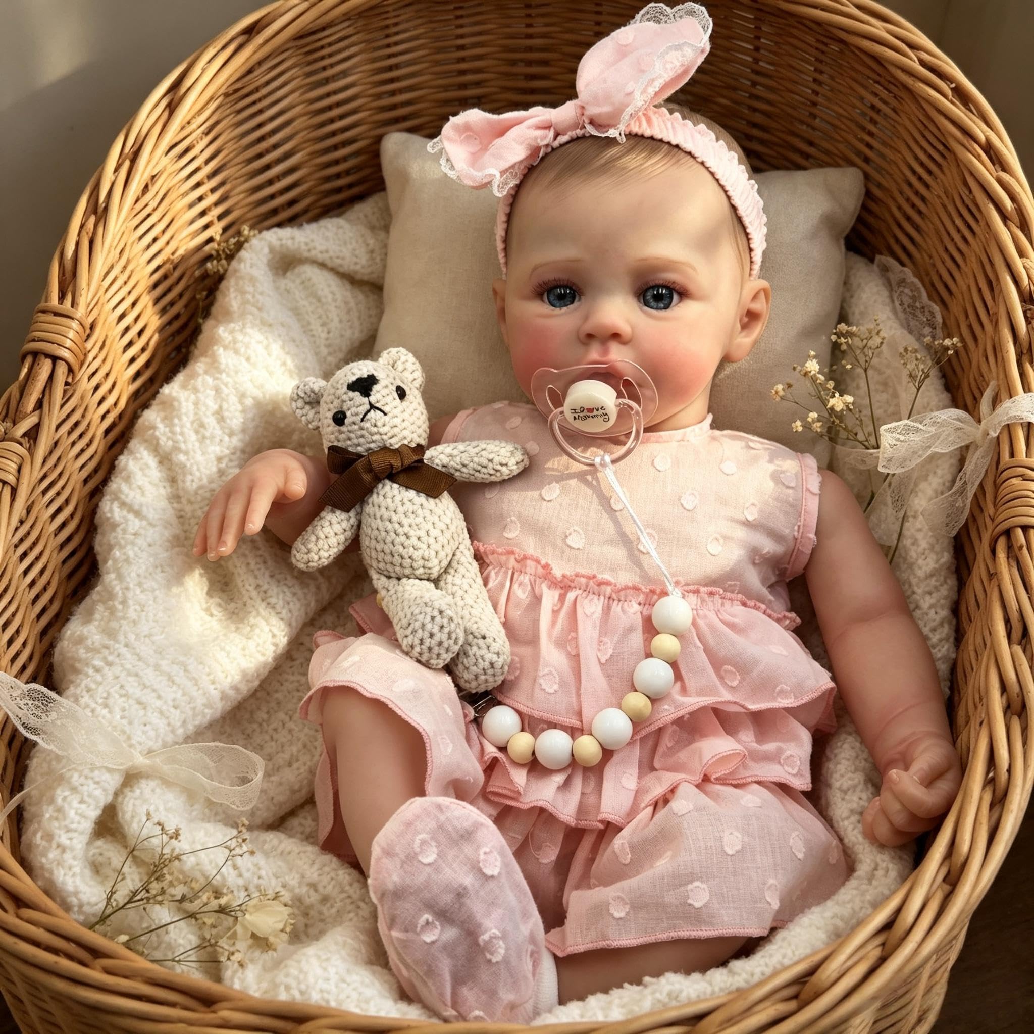 RXDOLL Reborn Baby Dolls silikonowe lalki na całe ciało, winylowe, 48 cm, realistyczna, anatomicznie poprawna, dziewczyna, prawdziwe życie, Reborn Dolls Full Silicone Baby Doll dla dziewczynek 3+