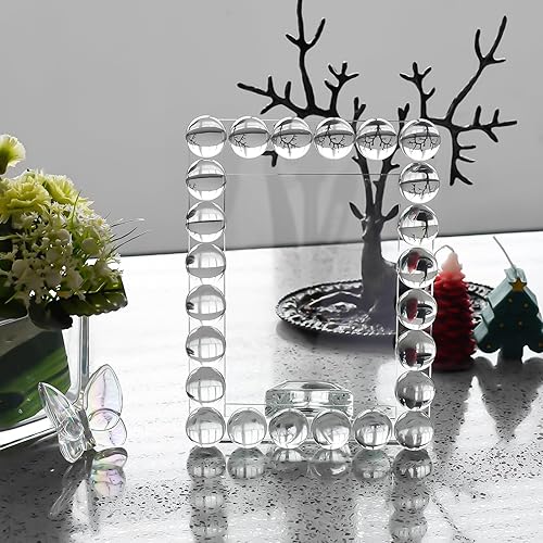 Miniatura 6 de Marco de fotos de cristal transparente de 5 x 7 pulgadas, marco de fotos con 24 bolas de alta calidad, perfecto para oficina, hogar y decoración de