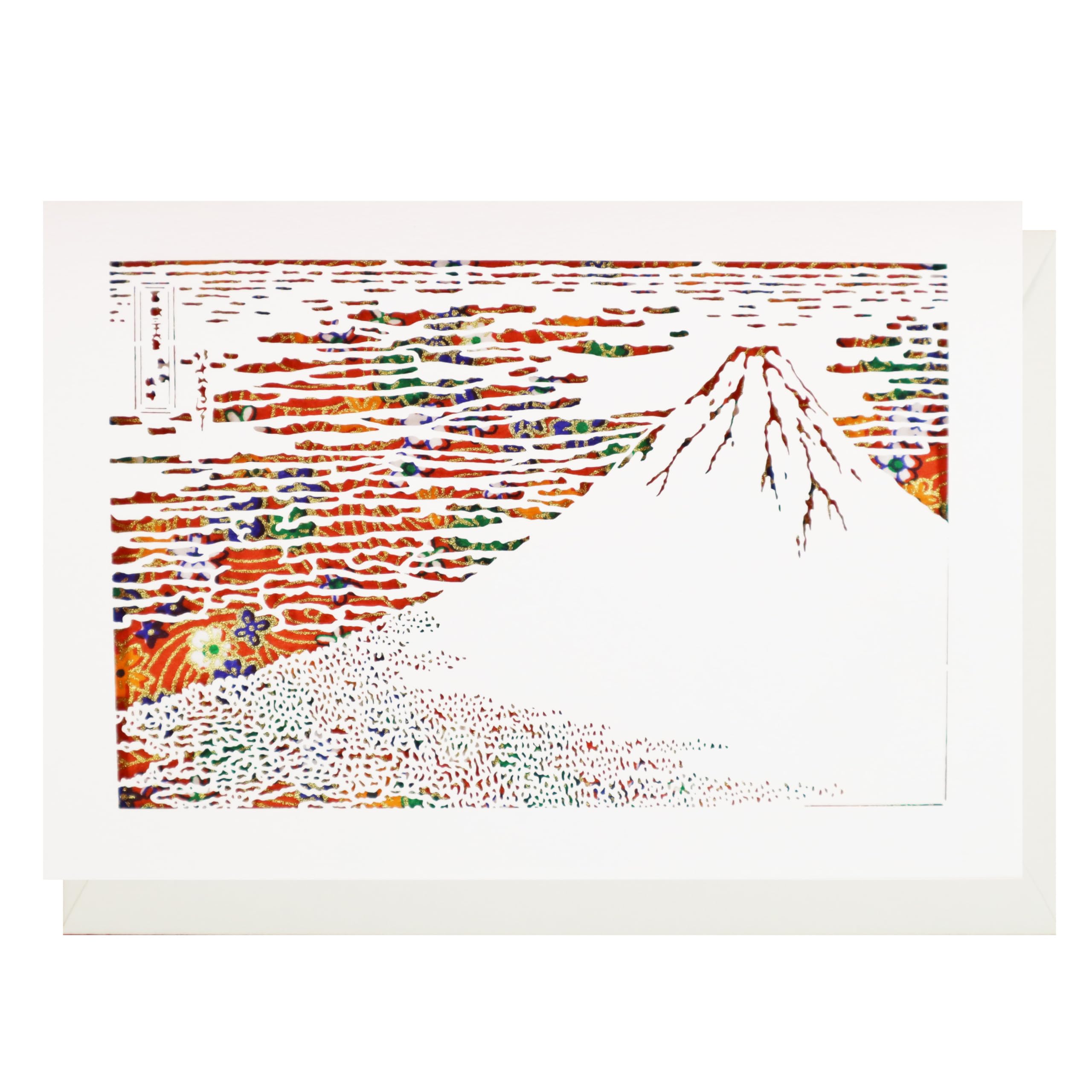 Amazon | 日本 製 【 メッセージ カード 和風 和紙 冨嶽三十六景 凱風  