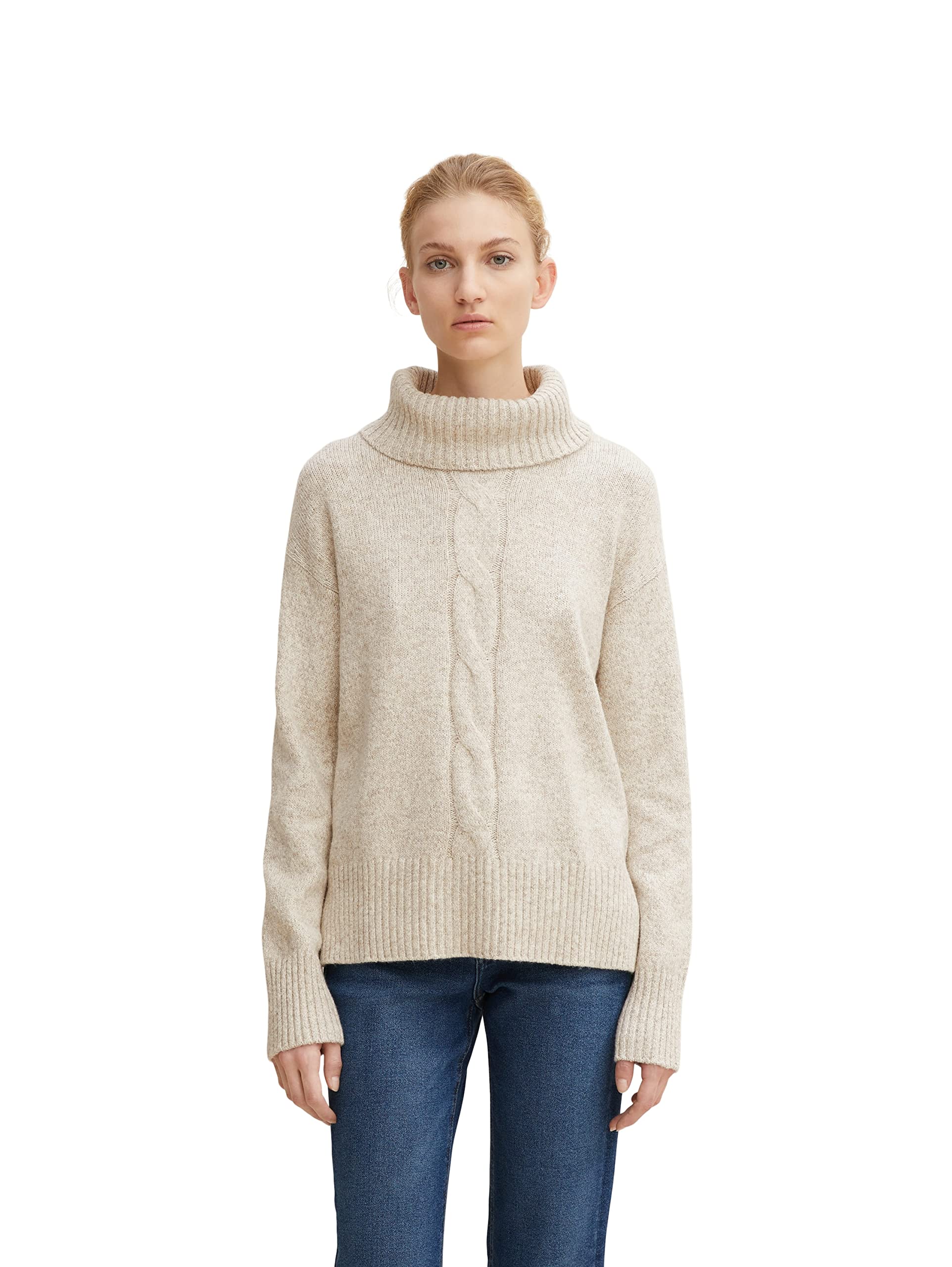TOM TAILOR Women's 1035707 Jumper, 28225-Cold Beige Melange, XXS