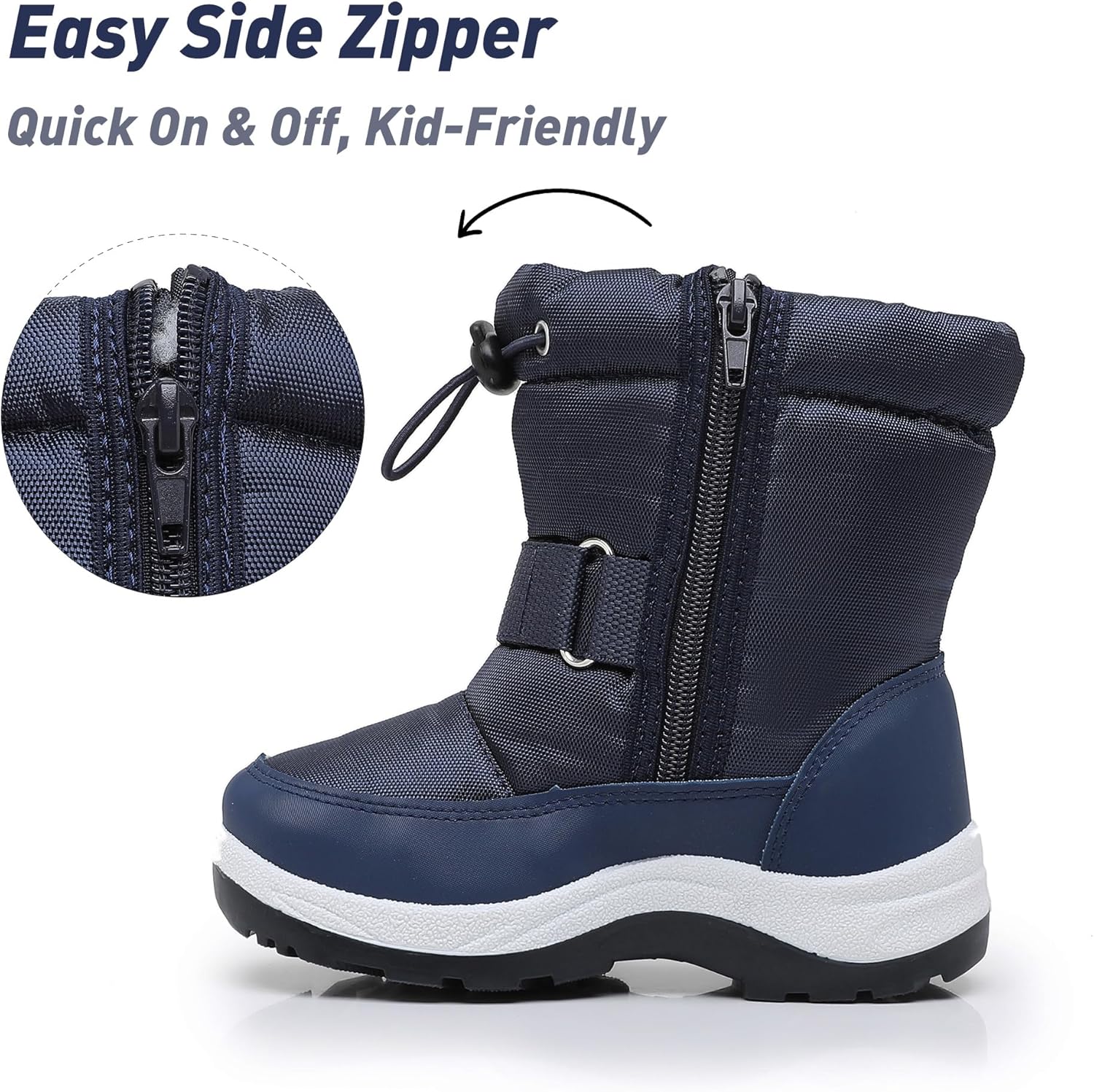 Felabo Toddler Snow Boots for Boys Girls Water Resistant Warm Winter Boots with Non Slip Sole Easy On Side Zipper Closure (Toddler/Little Kid)