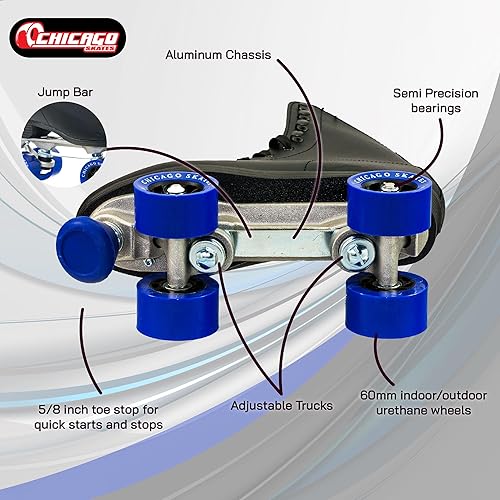 Miniatura 3 de CHICAGO SKATES Men's Classic Roller Skates - Premium Black Quad Rink Skates