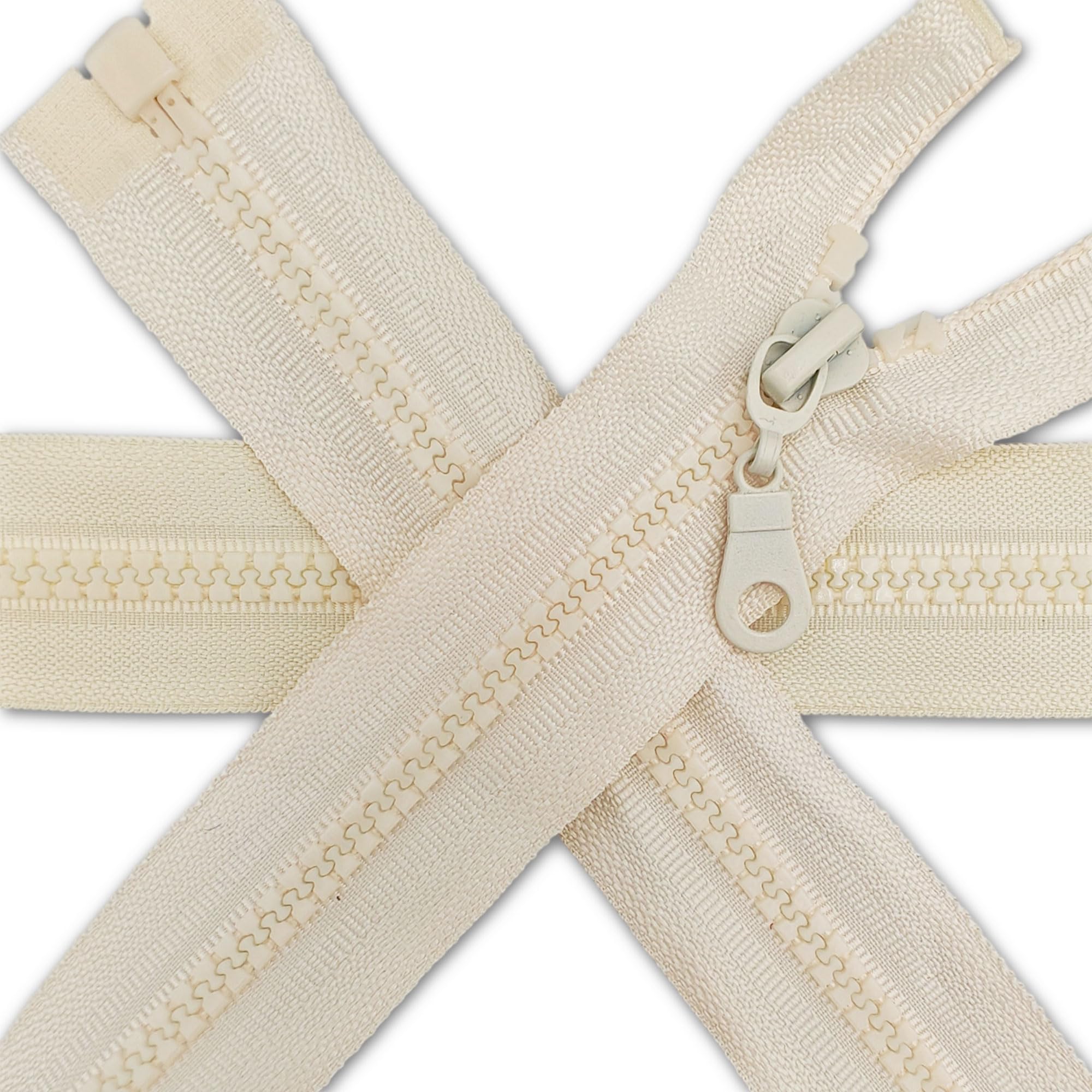 1 pc Cream Chunky Zipper 13.7'' | Open-End Fastener Size #5 | Single Slider, One-Way Plastic Resin Zip for Sewing, Jackets, Coats, DIY Repair, Tailoring | Replacement Zipper 35cm