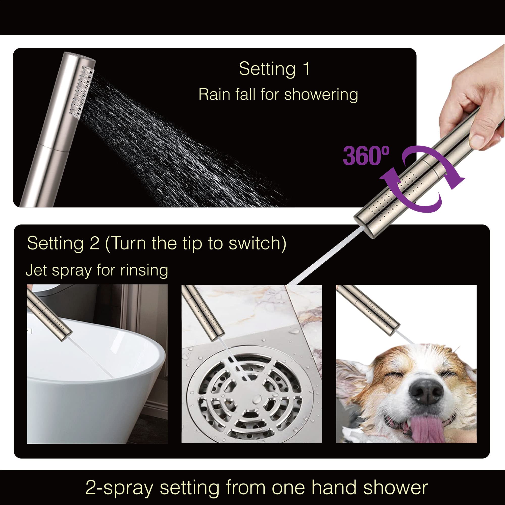 WOODBRIDGE Freestanding Tub Filler Faucet - Brushed Nickel, Floor Mount With Hand Shower