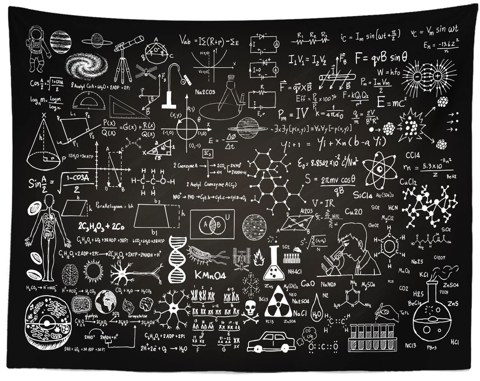 BELECO 2.1x1.5m Stoff-Wissenschaftsthema, Klassenzimmer-Tafel-Hintergrund,Chemie,Mathematik,Geometrie,Physik,handgeschriebener Tafel-Hintergrund,Online-Lehrgang,Zurück zur Schule,Party-Dekor