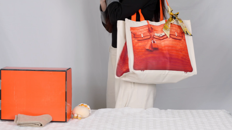 Set de regalo tote canvas naranja lujo 5 piezas miniatura 7