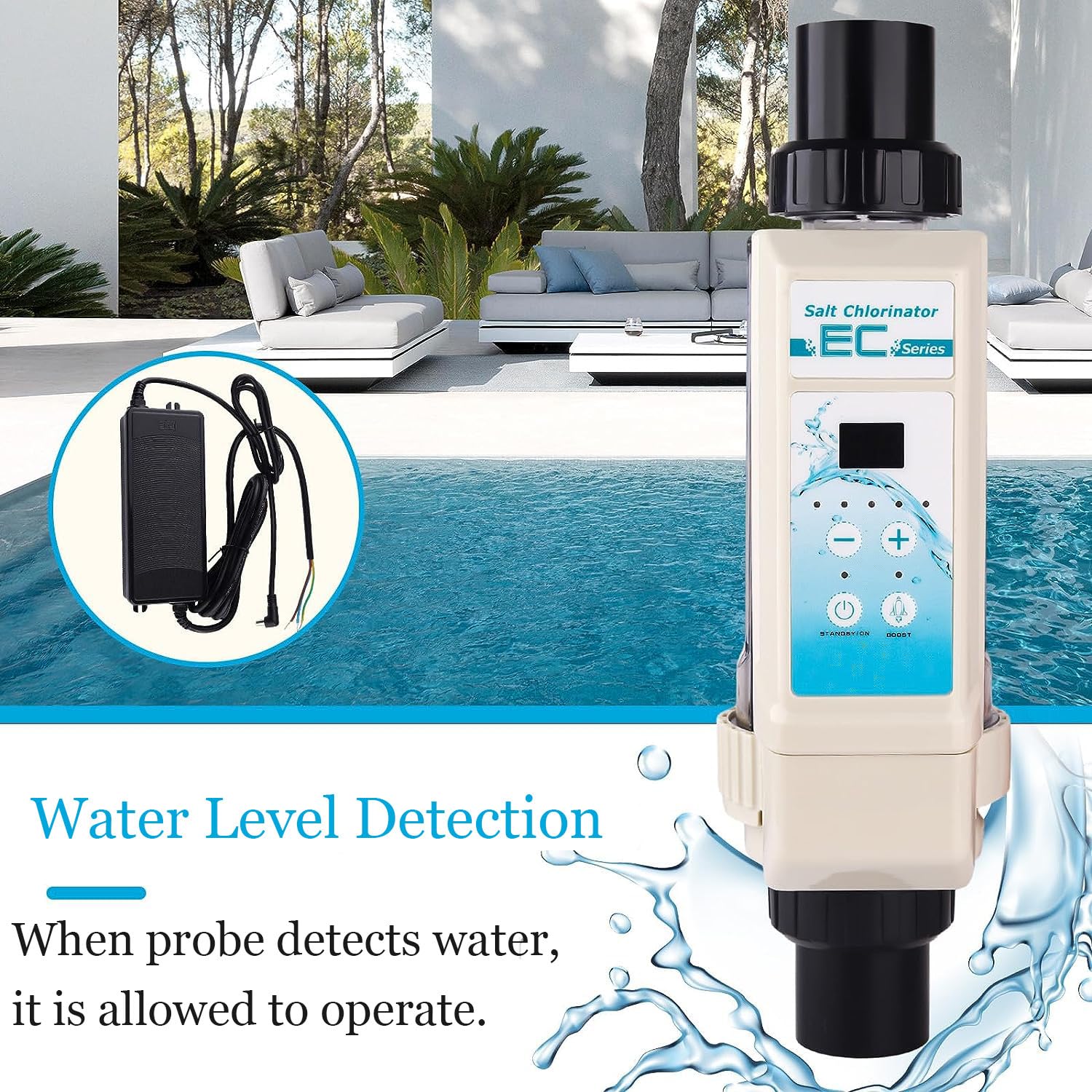 Clorador de Agua Salada, Sistema Generador de Cloro para Piscinas de Agua Salada de Limpieza Automática, Clorador Generador de Cloro para Piscinas,20g/h