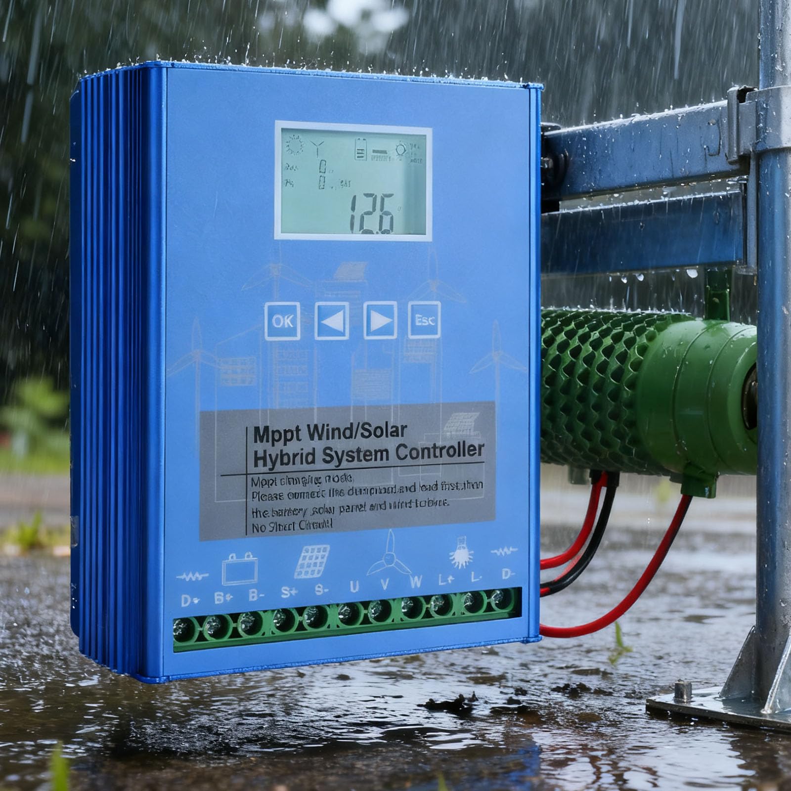 Regolatore di carica ibrido solare eolico 9000 W MPPT 12 V 24 48 V 220 V con display LCD e carico di scarico per casa, barca e illuminazione stradale