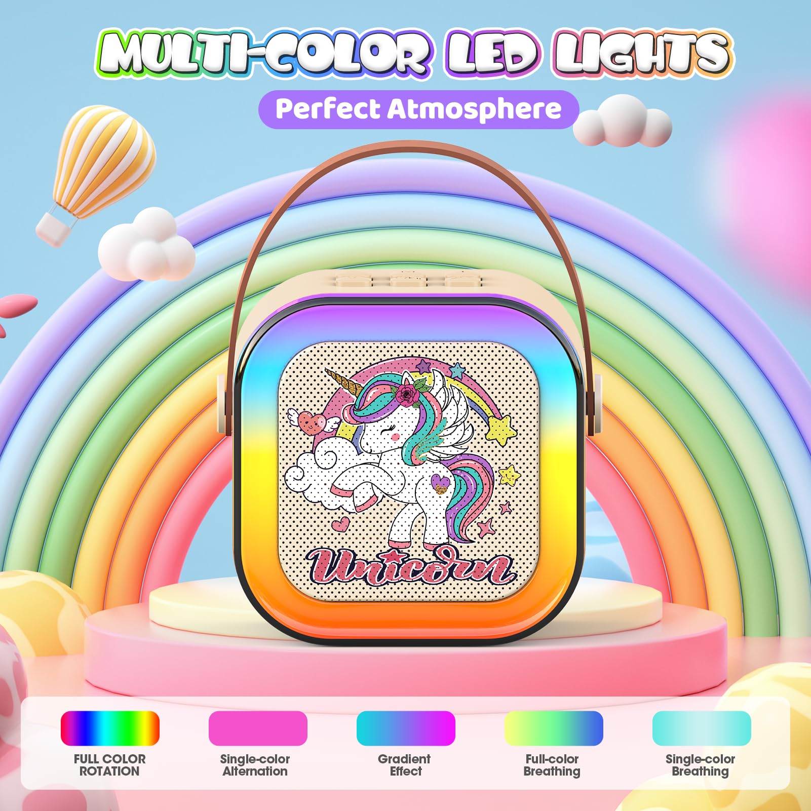 Dislocati Karaoke con Microfono, Regalo Natale Regalo Bambina 3-12 Anni Microfono Bambini Giochi 3-12 Anni Karaoke per Bambini Giocattoli Bambina 4-12 Anni Unicorno Bambina Regalo