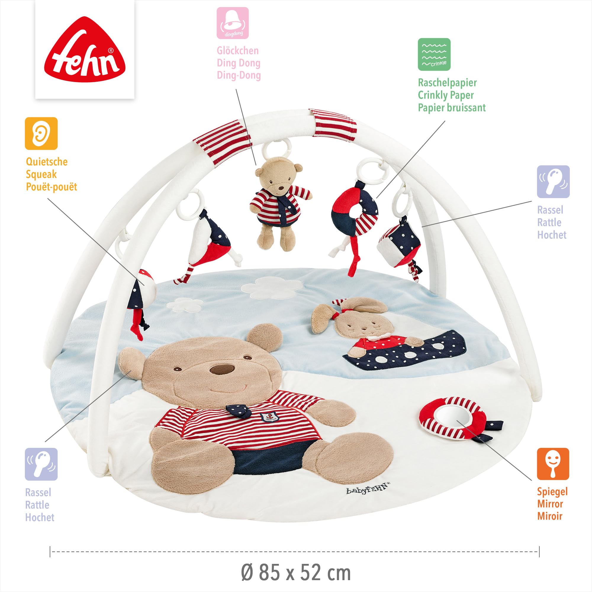 Fehn Tapis d'éveil 3D Ocean Club – Arche et jouets pour bébé