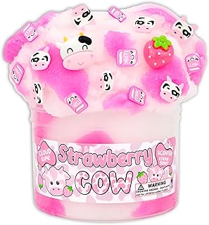 Strawberry Cow - Cloud Textured Slime - Handmade in USA - Dope Slimes - Pink - 8 fl/oz