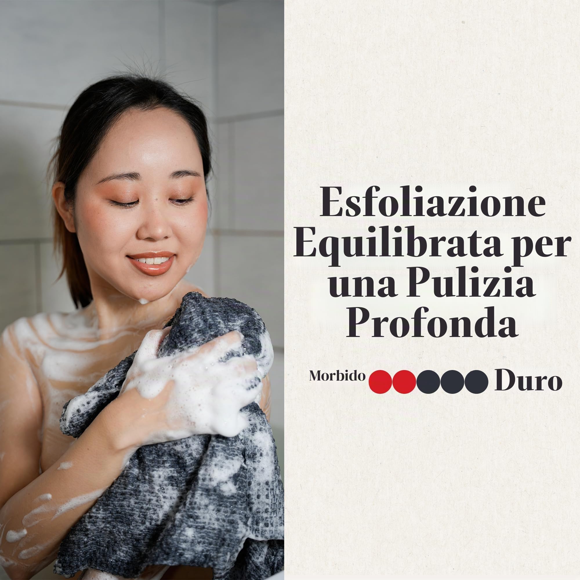 Guanto da bagno esfoliante giapponese – Realizzato in Giappone, asciugamano da doccia 100% nylon, un panno da bagno per tutti i tipi di pelle.