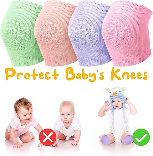 Miniatura 4 de Haysandy 4 pares de rodilleras de bebé para gatear antideslizante bebé gatear almohadilla elástica rodilla manga pierna niño calentador