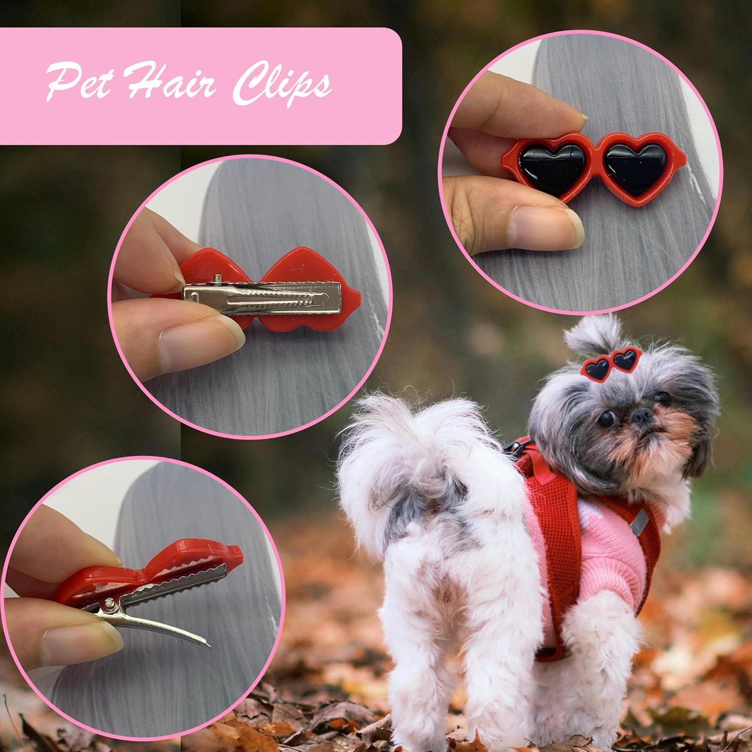 DHER 10 Pieces Pet Hair Clips Pet Clips Small Pet Hair Clips for Dogs Pet Hair Clips Small Clips for Animal Hair Super Cute Dog Headdress (A) 5